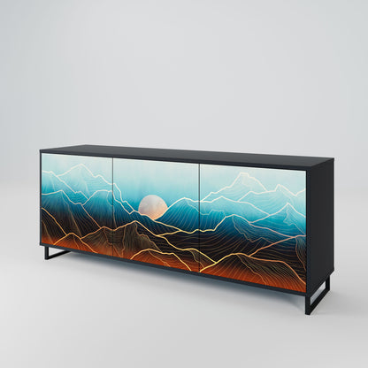 Credenza LUNAR SECRETS a 3 ante in finitura nera