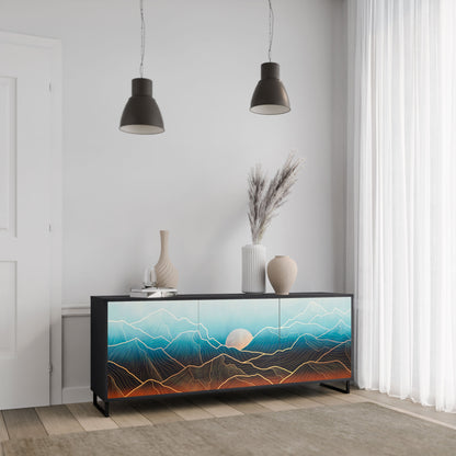 Credenza LUNAR SECRETS a 3 ante in finitura nera