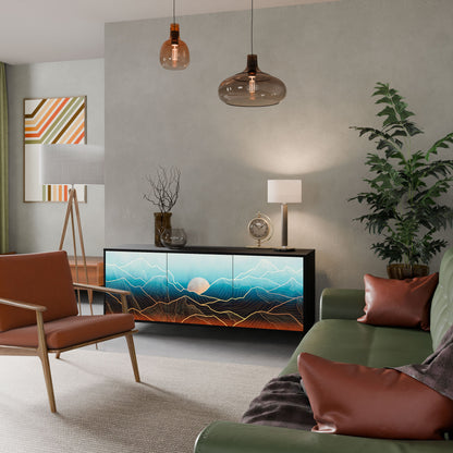 Credenza LUNAR SECRETS a 3 ante in finitura nera