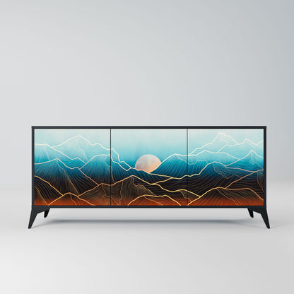 Credenza LUNAR SECRETS a 3 ante in finitura nera