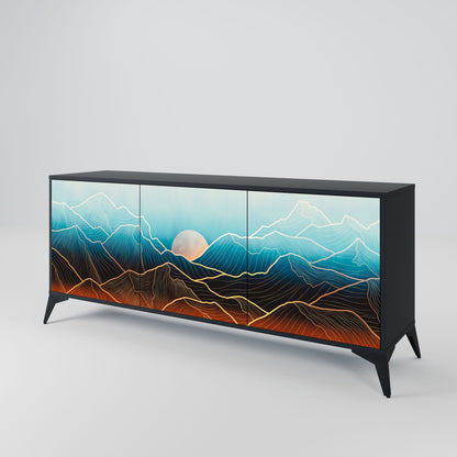 Credenza LUNAR SECRETS a 3 ante in finitura nera