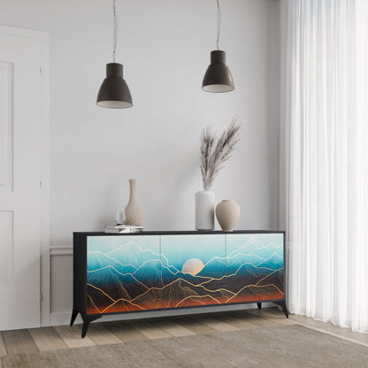 Credenza LUNAR SECRETS a 3 ante in finitura nera