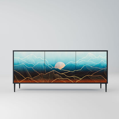 Credenza LUNAR SECRETS a 3 ante in finitura nera