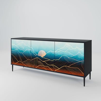 Credenza LUNAR SECRETS a 3 ante in finitura nera