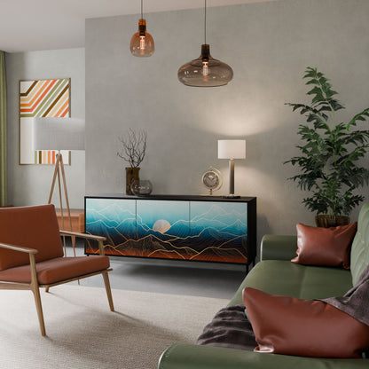Credenza LUNAR SECRETS a 3 ante in finitura nera