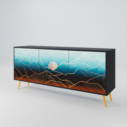 Credenza LUNAR SECRETS a 3 ante in finitura nera