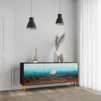 Credenza LUNAR SECRETS a 3 ante in finitura nera