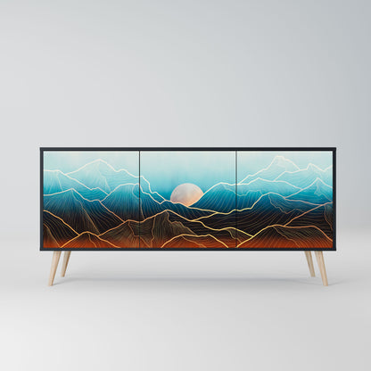 Credenza LUNAR SECRETS a 3 ante in finitura nera
