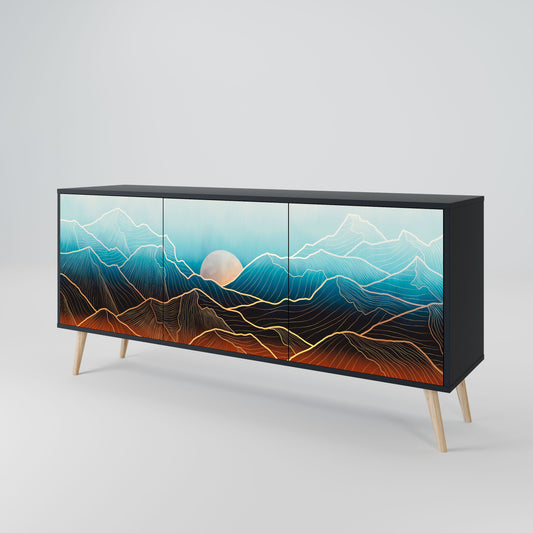 Credenza LUNAR SECRETS a 3 ante in finitura nera