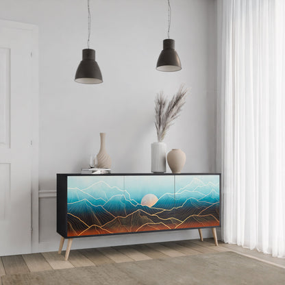 Credenza LUNAR SECRETS a 3 ante in finitura nera