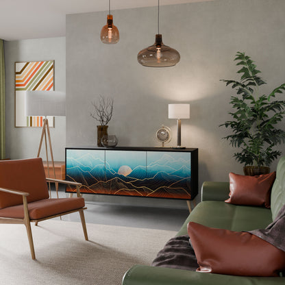 Credenza LUNAR SECRETS a 3 ante in finitura nera