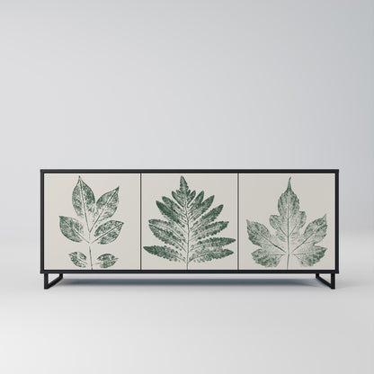 Credenza a 3 ante GREEN LEAFY STAMPS con finitura nera