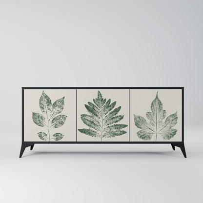 Credenza a 3 ante GREEN LEAFY STAMPS con finitura nera