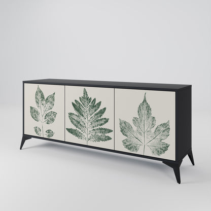 Credenza a 3 ante GREEN LEAFY STAMPS con finitura nera