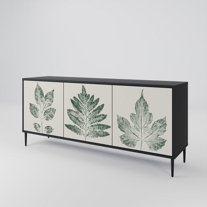 Credenza a 3 ante GREEN LEAFY STAMPS con finitura nera