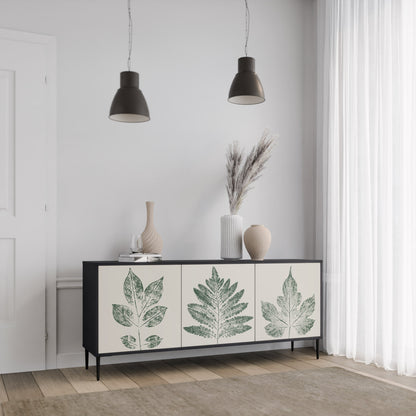 Credenza a 3 ante GREEN LEAFY STAMPS con finitura nera