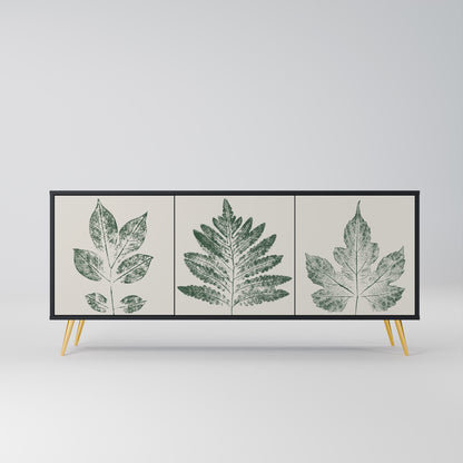 Credenza a 3 ante GREEN LEAFY STAMPS con finitura nera