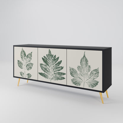 Credenza a 3 ante GREEN LEAFY STAMPS con finitura nera