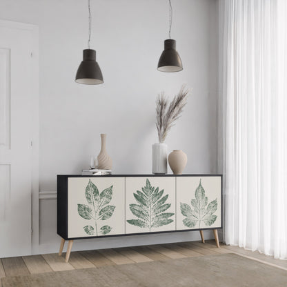 Credenza a 3 ante GREEN LEAFY STAMPS con finitura nera