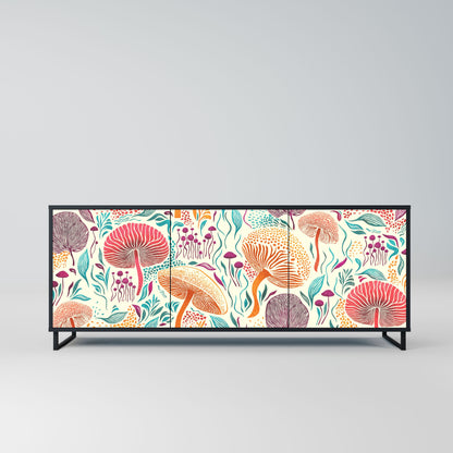 Credenza FUNGUS FANTASY a 3 ante in finitura nera
