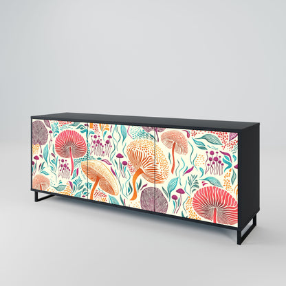 Credenza FUNGUS FANTASY a 3 ante in finitura nera