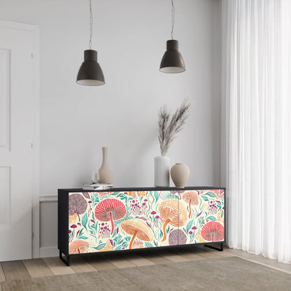 Credenza FUNGUS FANTASY a 3 ante in finitura nera