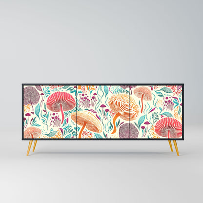 Credenza FUNGUS FANTASY a 3 ante in finitura nera