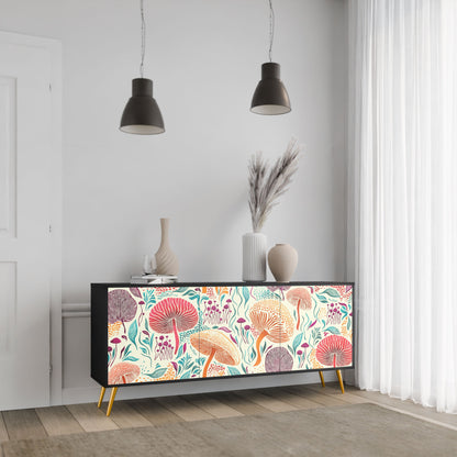 Credenza FUNGUS FANTASY a 3 ante in finitura nera