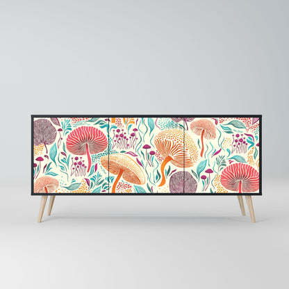 Credenza FUNGUS FANTASY a 3 ante in finitura nera