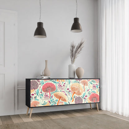 Credenza FUNGUS FANTASY a 3 ante in finitura nera