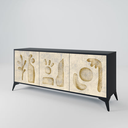SAND SCULPTURES 3-Door Sideboard in Black Finish