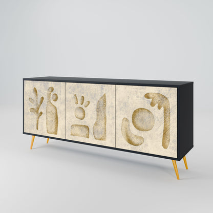 SAND SCULPTURES 3-Door Sideboard in Black Finish