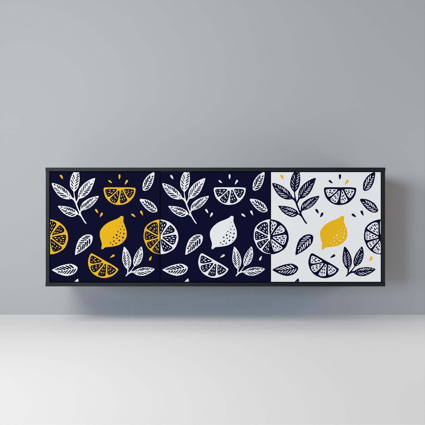 CITRUS BLACK AND WHITE Madia a 3 Ante in Finitura Nera