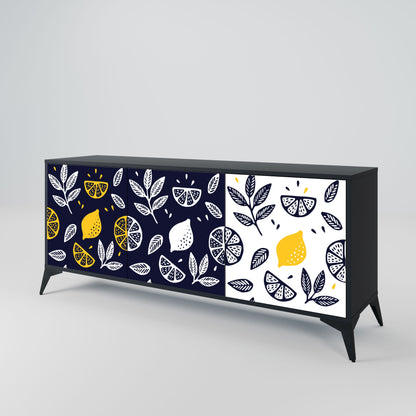 CITRUS BLACK AND WHITE 3-Door Sideboard in Black Finish