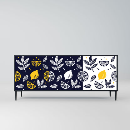 CITRUS BLACK AND WHITE 3-Door Sideboard in Black Finish