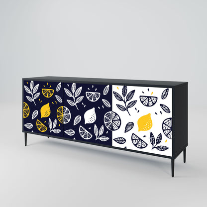 CITRUS BLACK AND WHITE 3-Door Sideboard in Black Finish