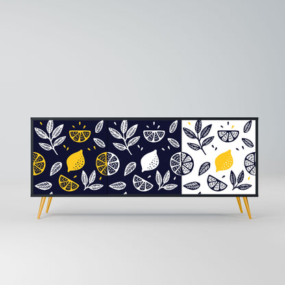 CITRUS BLACK AND WHITE 3-Door Sideboard in Black Finish