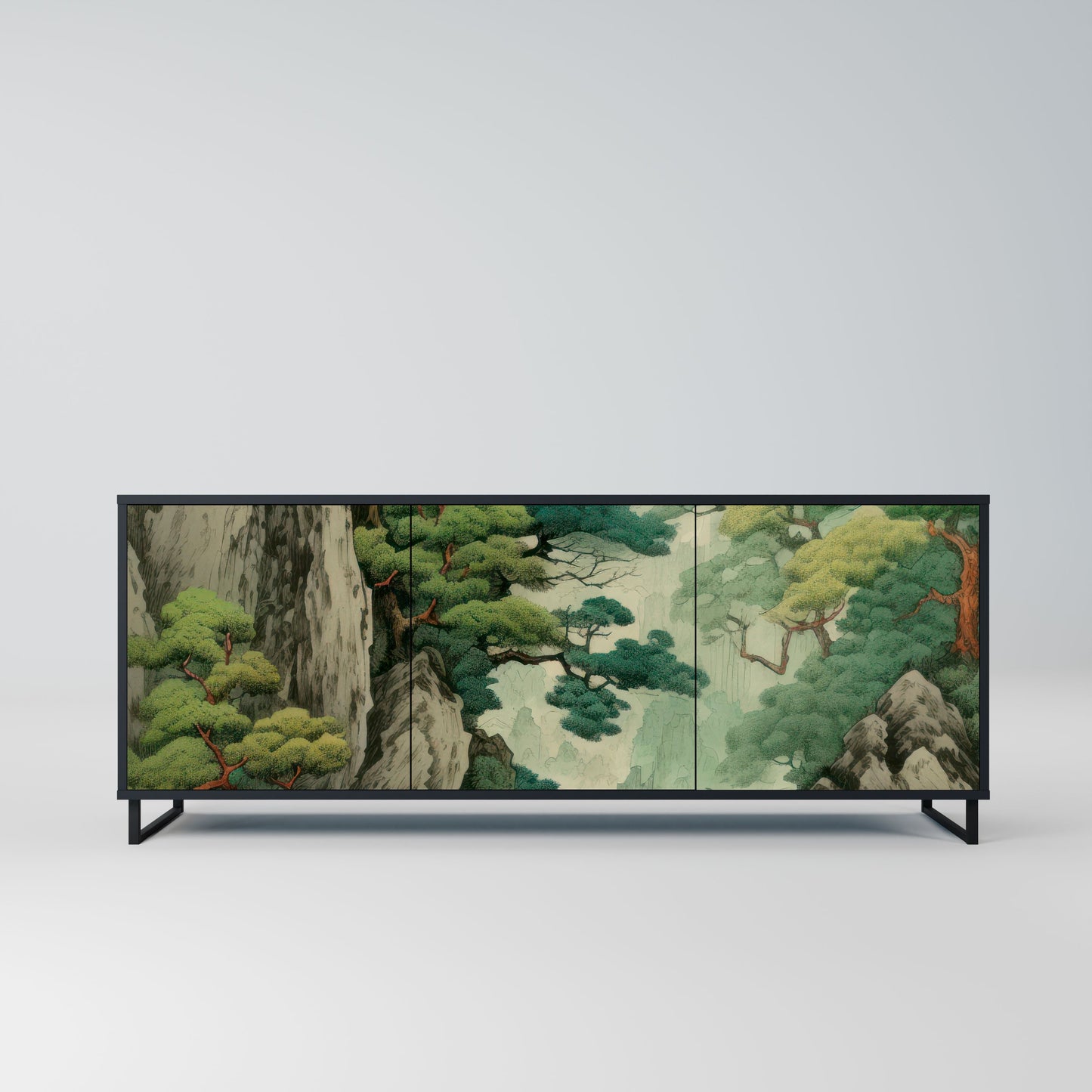 Credenza a 3 ante VERDURE ABYSS in finitura nera