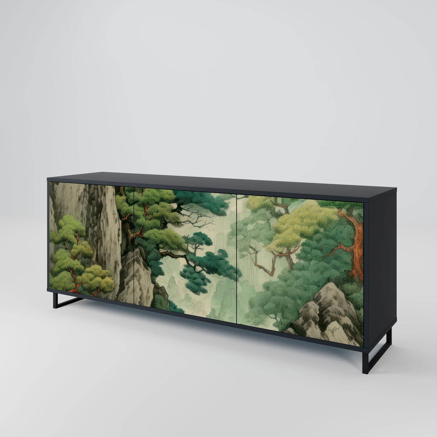 Credenza a 3 ante VERDURE ABYSS in finitura nera