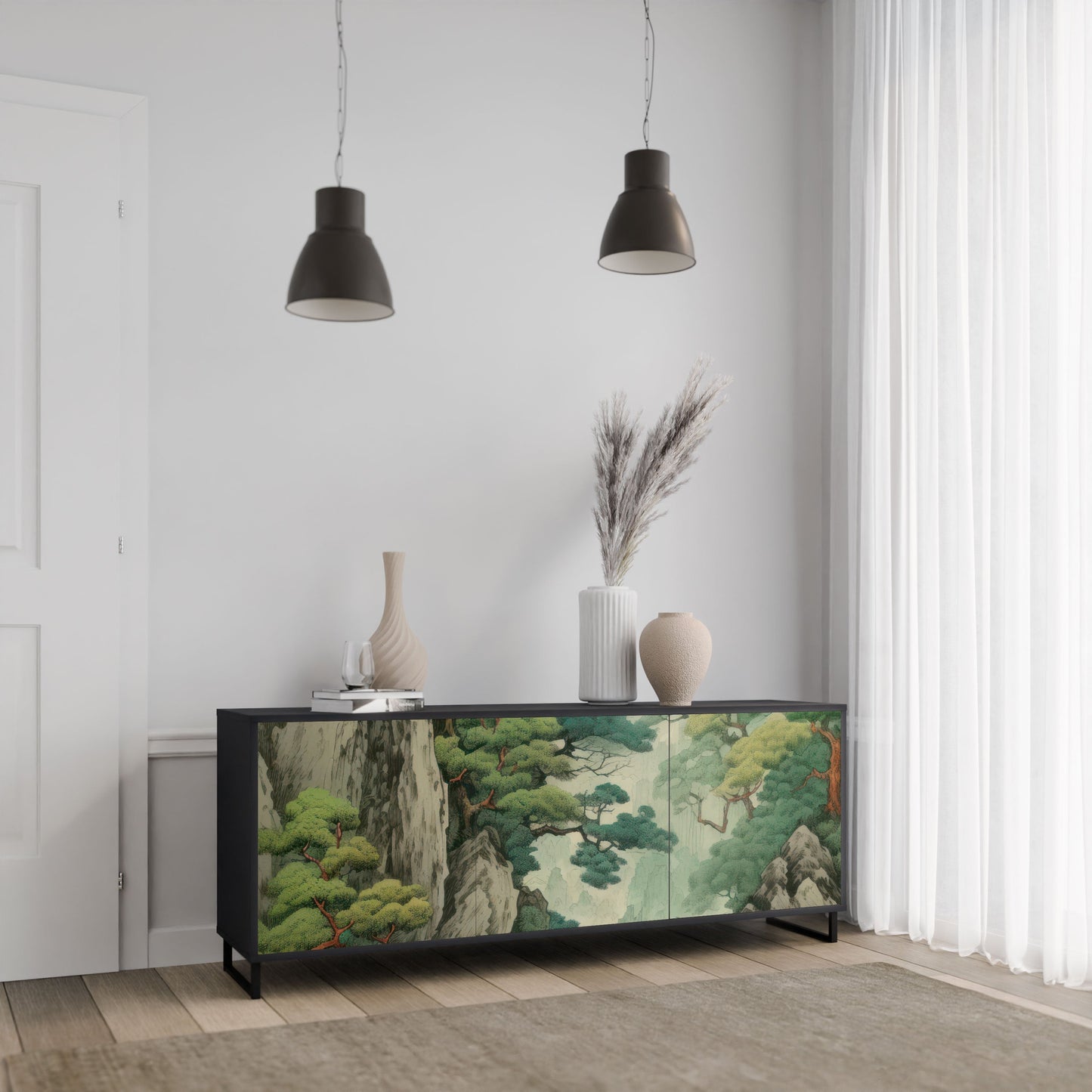 Credenza a 3 ante VERDURE ABYSS in finitura nera