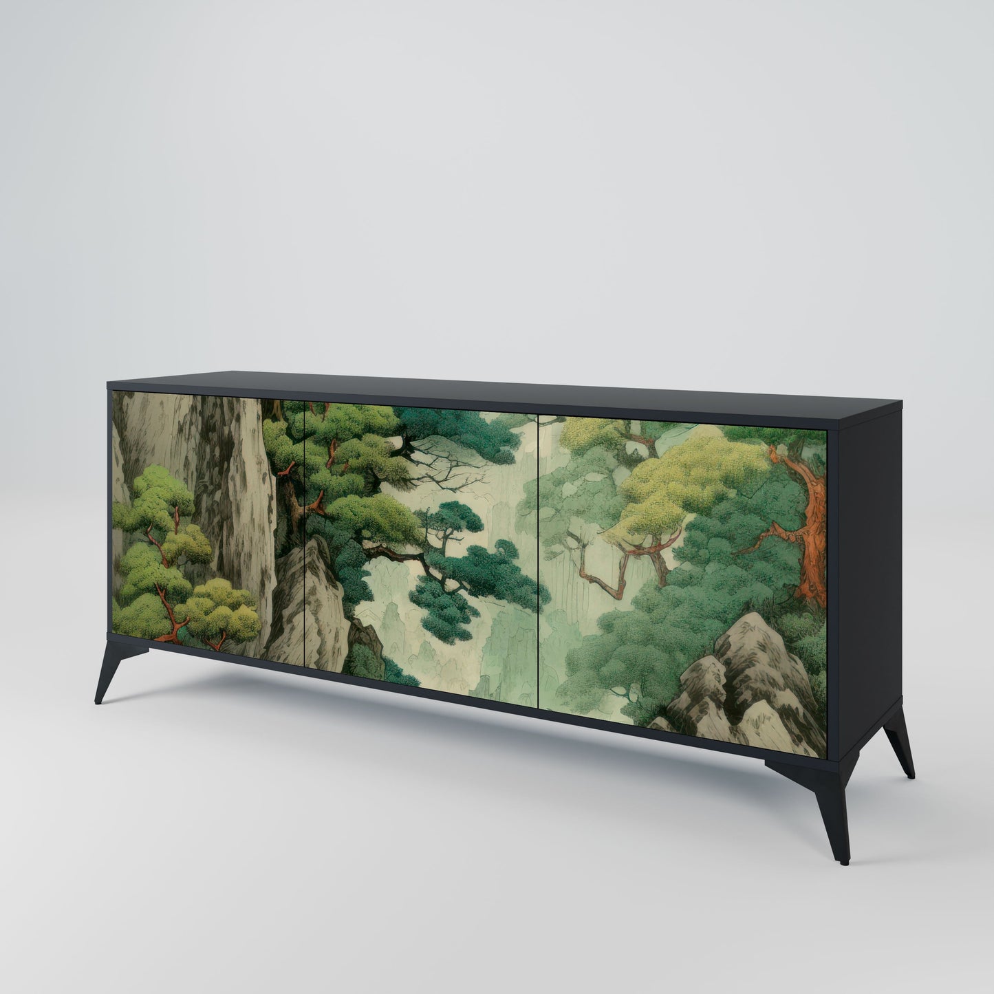Credenza a 3 ante VERDURE ABYSS in finitura nera