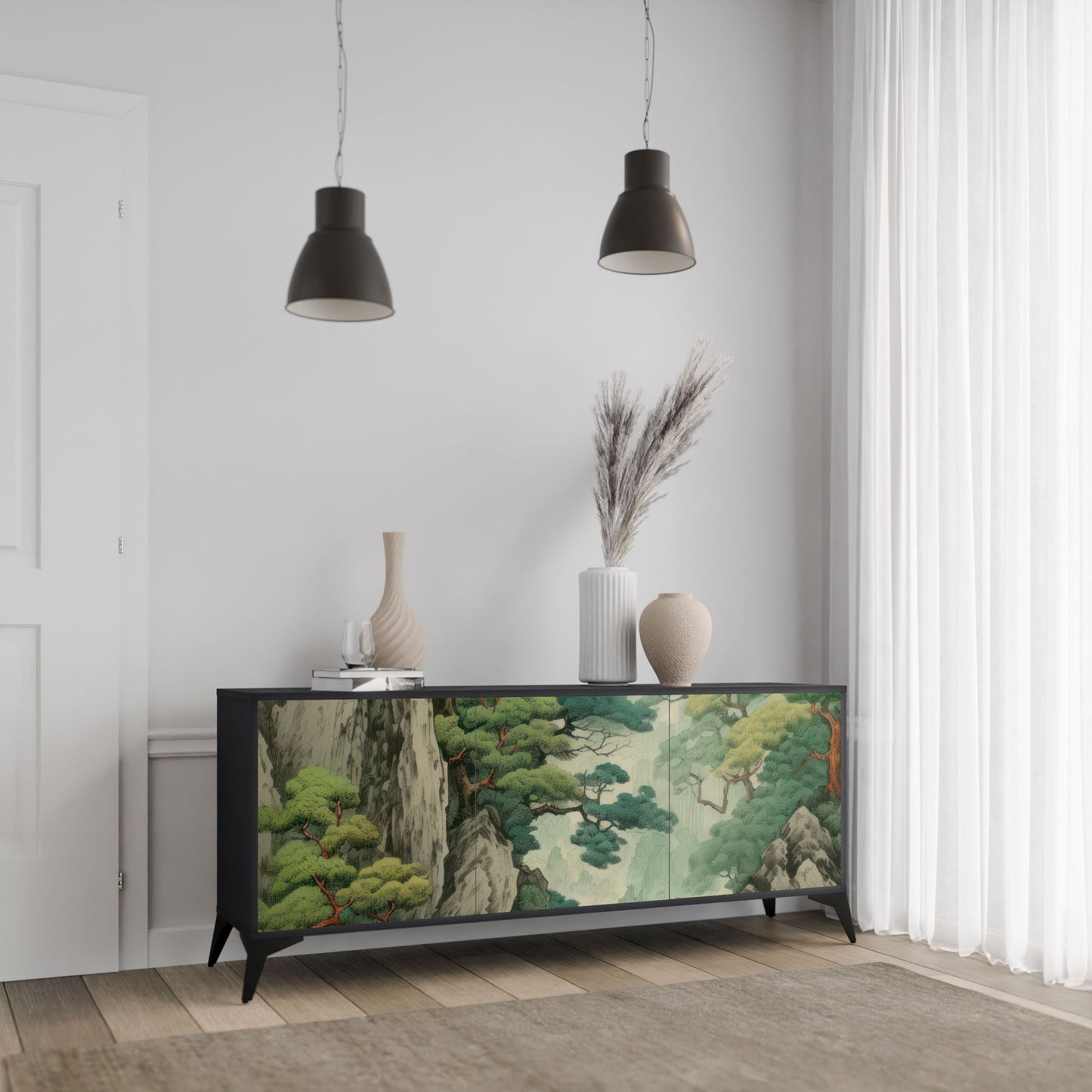 Credenza a 3 ante VERDURE ABYSS in finitura nera