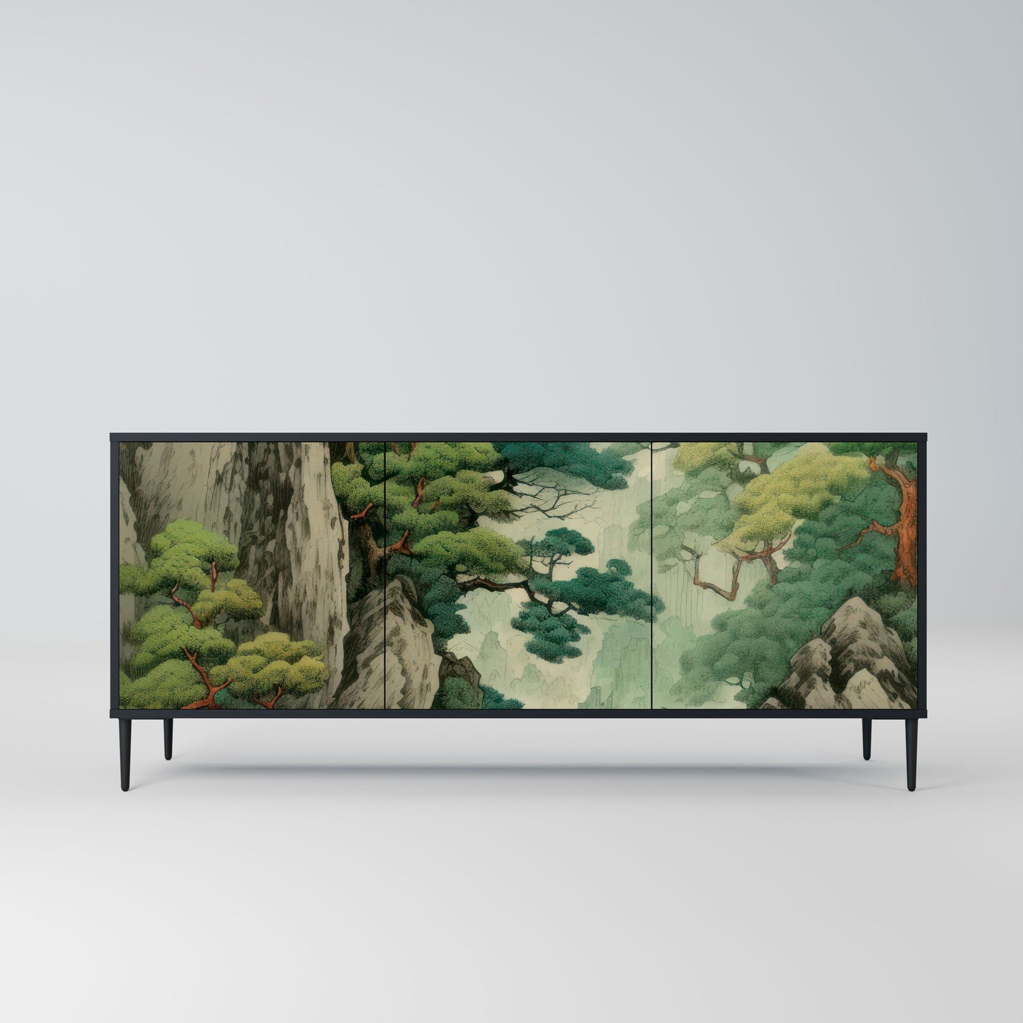 Credenza a 3 ante VERDURE ABYSS in finitura nera