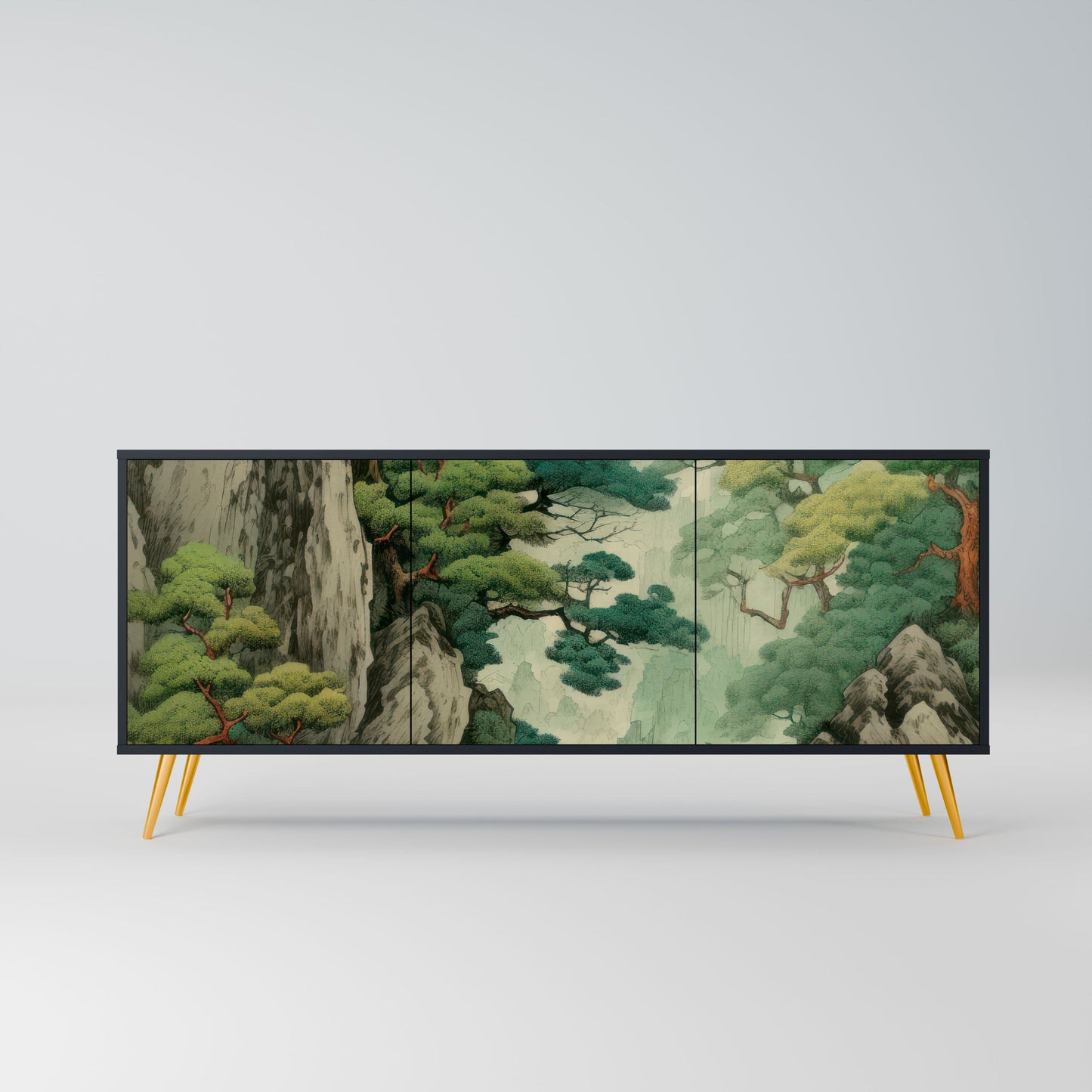 Credenza a 3 ante VERDURE ABYSS in finitura nera