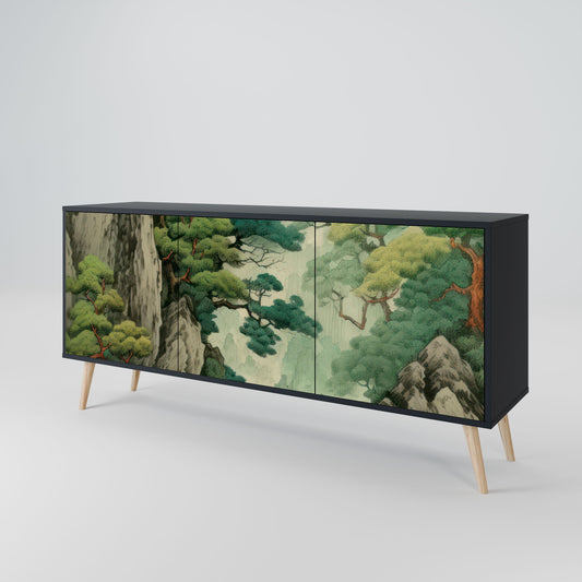Credenza a 3 ante VERDURE ABYSS in finitura nera