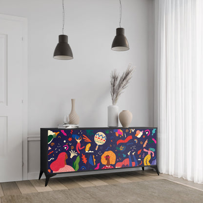 Credenza FESTIVE PLEASURES a 3 ante in finitura nera
