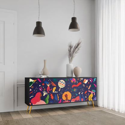 Credenza FESTIVE PLEASURES a 3 ante in finitura nera