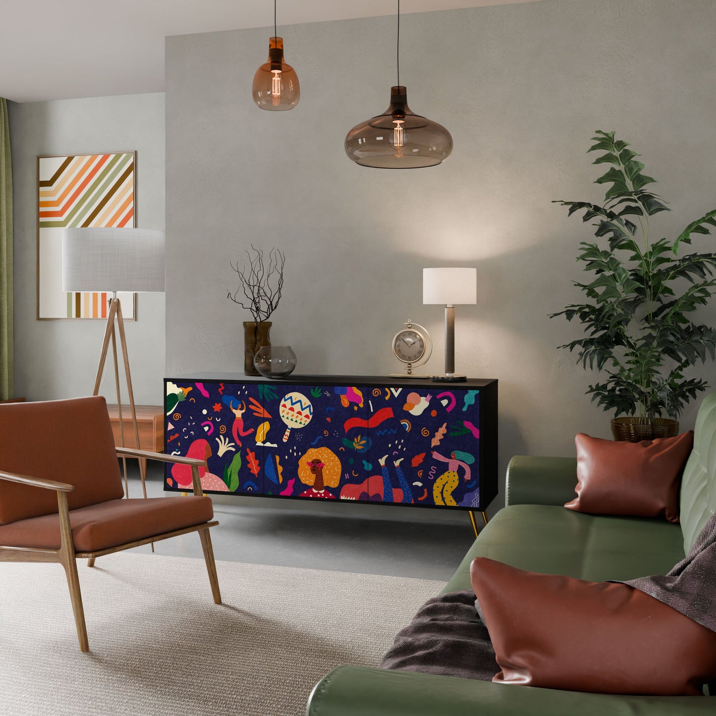 Credenza FESTIVE PLEASURES a 3 ante in finitura nera