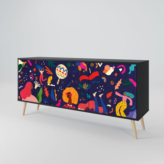 Credenza FESTIVE PLEASURES a 3 ante in finitura nera
