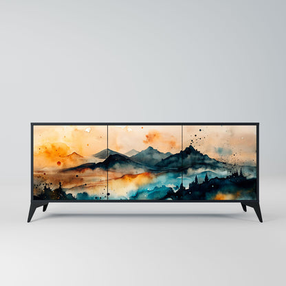 Credenza a 3 ante OMINOUS MOUNTAINS in finitura nera